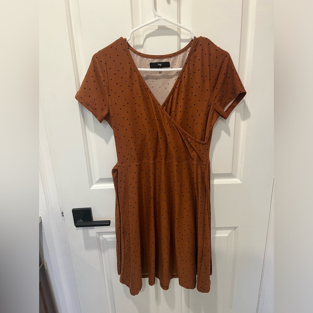 Brown Polka Dot Wrap Dress